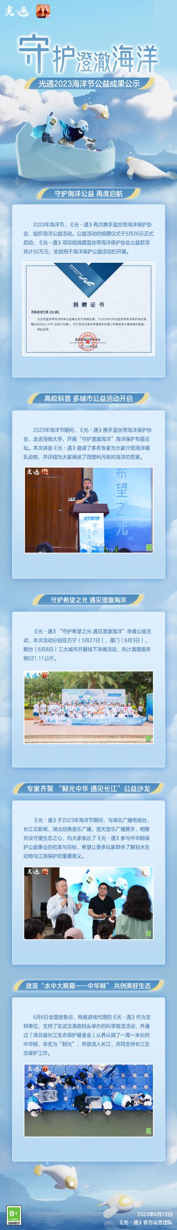 协力护航 净海而行丨《光·遇》海洋节公益活动成果公示