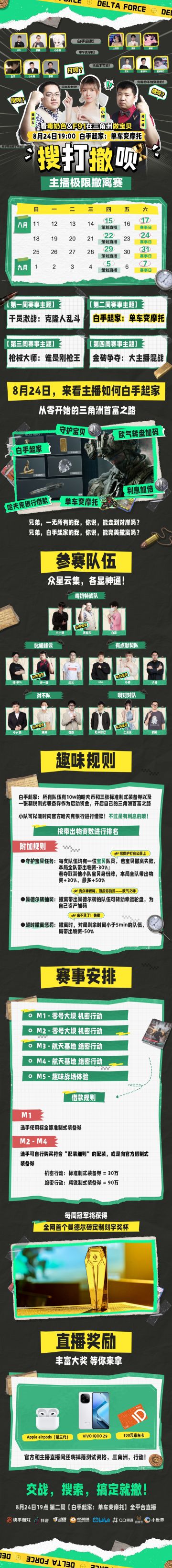 白手起家就在三角洲！第二场搜打撤呗主播极限撤离赛即将来袭！