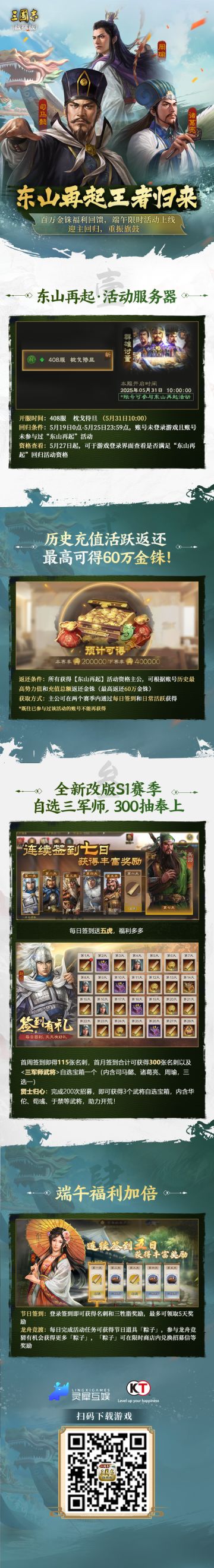 5月31日新服「枕戈待旦」丨最高返60w金铢，活跃送5虎，还有300抽