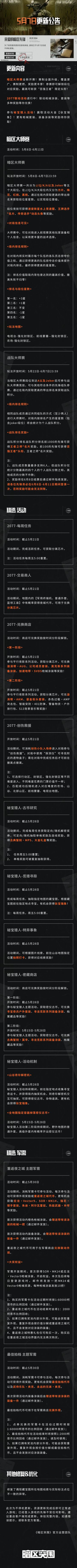 更新公告丨多重活动进行中！暗区大师赛明日开启！