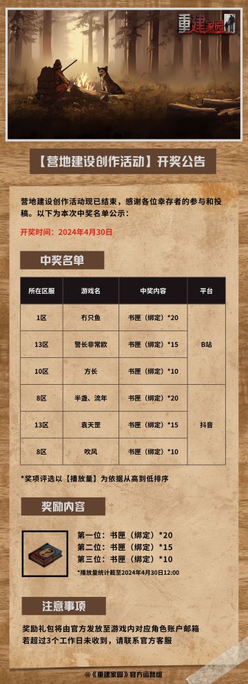【开奖公告】营地建设创作活动
