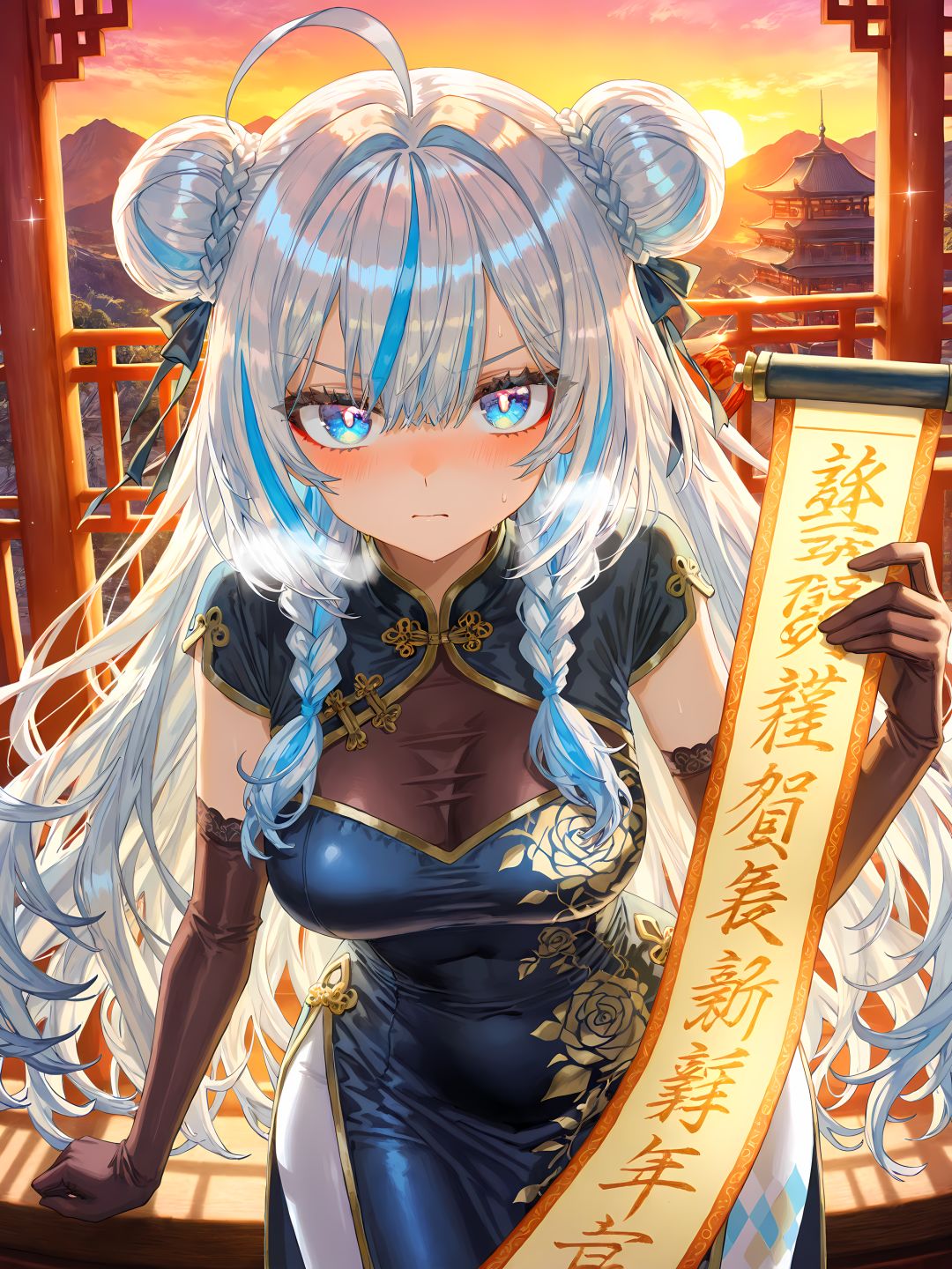 【原创】深蓝色旗袍吗, 真拿你没办法~😉 1