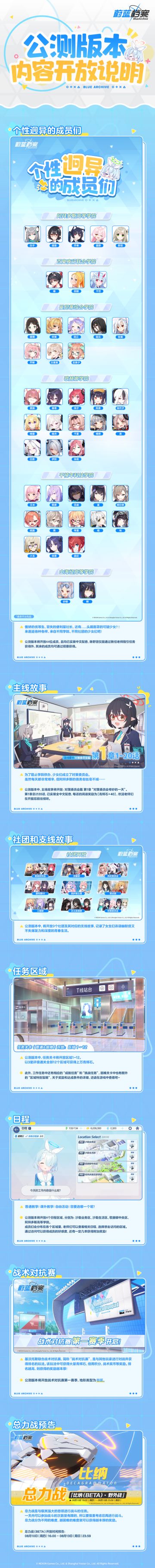 《蔚蓝档案》公测版本内容开放说明