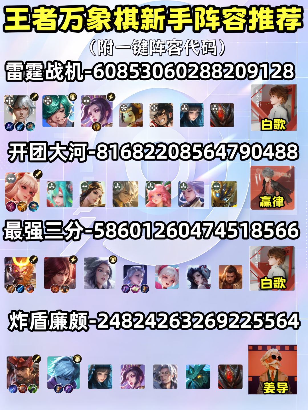王者万象棋新手冲分阵容推荐 1