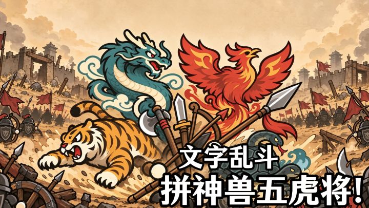 🔥拼五虎将，拼四神兽，合拼文字，割草肉鸽战斗，文字乱斗‼️‼️‼️截图