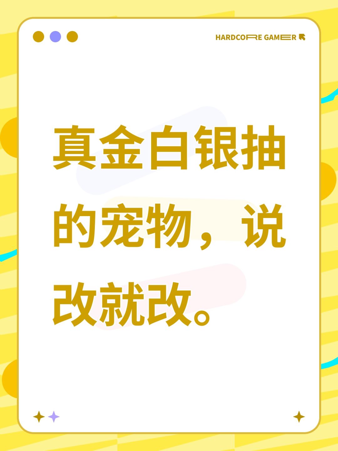 真金白银抽的宠物,说改就改。 1