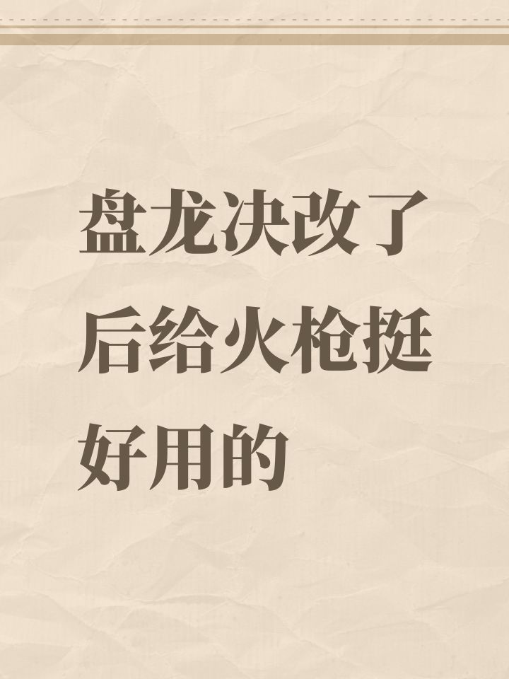 盘龙决改了后给火枪挺好用的截图