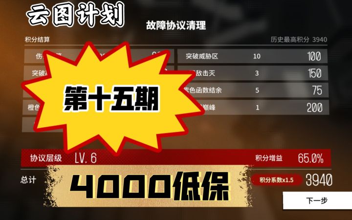 《云图计划》故障协议第十五期4000低保作业截图