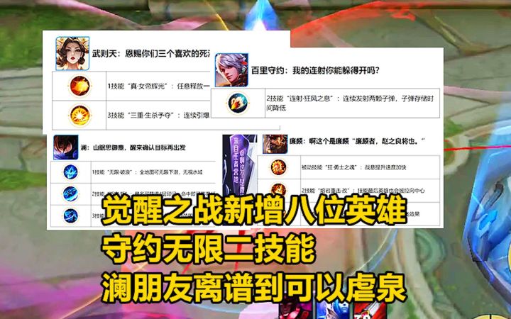 觉醒之战新增八位英雄,守约无限二技能,澜朋友离谱到可以虐泉!截图