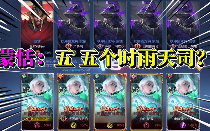 【王者荣耀】当五个诸葛亮的“时雨天司”皮肤一起登场时,对面会是什么表情截图