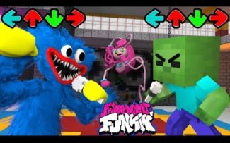 怪物学院1390集丨FNF与huggy vs 僵尸-Poppy playtime 2 我的世界动画