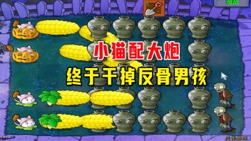 植物大战僵尸：反骨男孩太难搞，小猫配大炮才将他打倒
