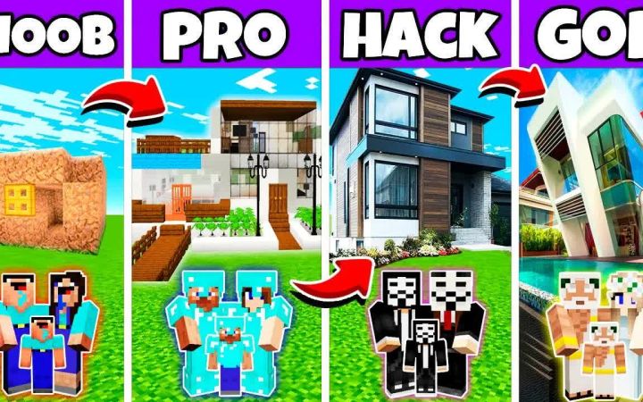 【搬运】Minecraft: 简单漂亮的现代房屋建造挑战--新手VS专业选手VS黑客VS上帝 by Noobas - Minecraft截图