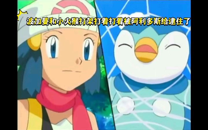 精灵宝可梦 波加曼和小火猴打架打着打着被阿利多斯给逮住了截图