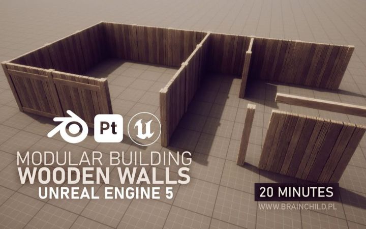 3D建模和纹理-Blender, Substance和UE5中的时尚3D模块化木墙截图