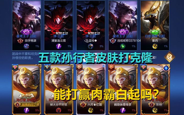 克隆模式:五款孙行者气质直接拉满,面对肉霸白起,能打赢吗?截图