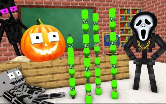 怪物学院第1774集丨Halloween Bottle flip Challenge丨我的世界动画截图
