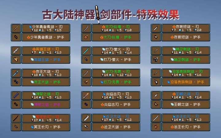 【季风】【元气骑士】古大陆神器赛季,全部剑的部件特殊效果截图