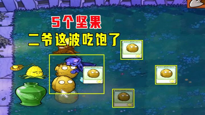 植物大战僵尸:一碗水端平(下),5个坚果,二爷这波吃饱饱截图