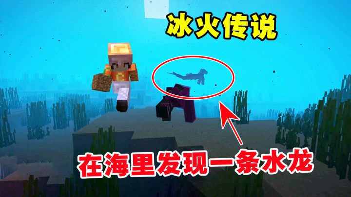 我的世界冰火传说1:新系列冰火传说!在海里发现一条水龙截图