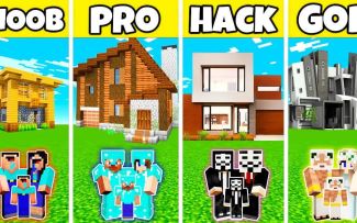 【搬运】Minecraft: 快速的现代漂亮的房子建造挑战--新手VS专家VS黑客VS上帝 by Noobas - Minecraft
