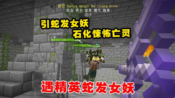 我的世界冰火传说109:引蛇发女妖石化悚怖亡灵,遇精英蛇发女妖截图