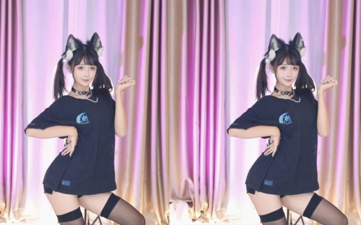 【鱼子酱】《TOMBOY》 黑色体恤+黑丝版 直播跳舞录屏截图