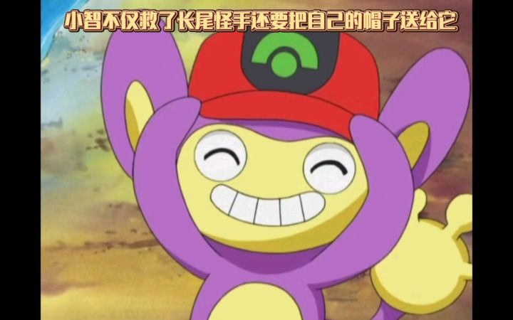 精灵宝可梦 小智不仅救了长尾怪手还要把自己的帽子送给它截图