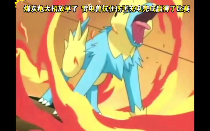 精灵宝可梦 煤炭龟大招放早了 雷电兽抗住伤害充电完成赢得了比赛截图