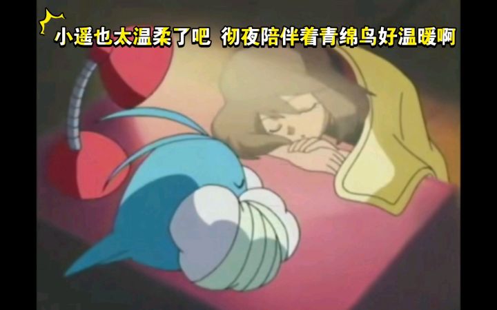 精灵宝可梦 小遥也太温柔了吧 彻夜陪伴着青绵鸟好温暖啊截图