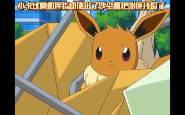 精灵宝可梦 小卡比兽的挥指功使出了沙尘暴把帐篷打塌了截图