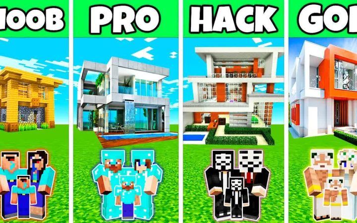 【搬运】Minecraft:现代快速建房挑战赛--新手VS专家VS黑客VS上帝 by Noobas - Minecraft截图