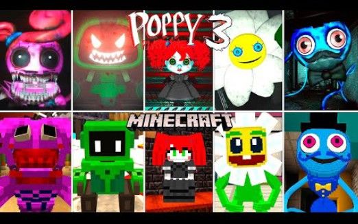 【搬运YouTube】全部Characters 波比的游戏时间第三章对比我的世界 Poppy playtime 3 vs Minecraft 谁会赢截图