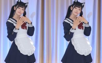 【鱼子酱】《叮叮当当舞》黑色猫耳女仆套装 直播跳舞录屏