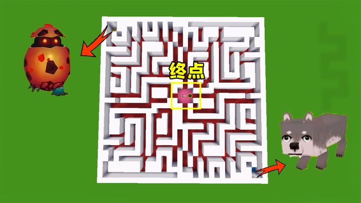 迷你世界:智商测试!狼VS爆爆蛋,面对迷宫它们能成功到达终点吗截图