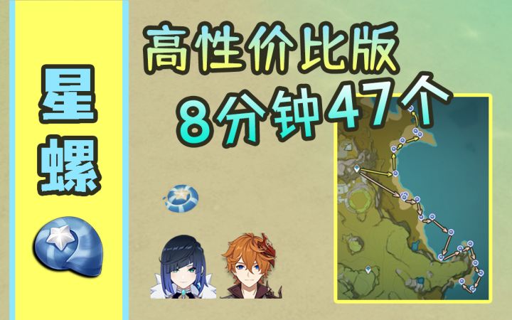 【原神】特产采集:高性价比星螺跟跑路线来啦,8分钟47个(夜兰突破材料/璃月特产)截图