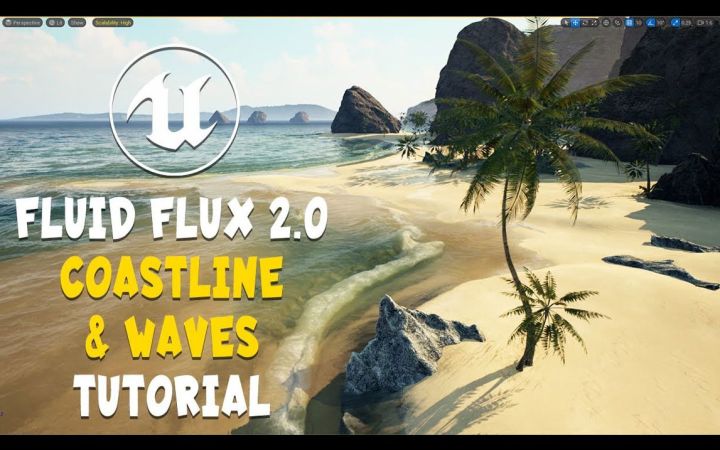UE5.2虚幻引擎中的流体通量2.0海岸线与海浪教程截图