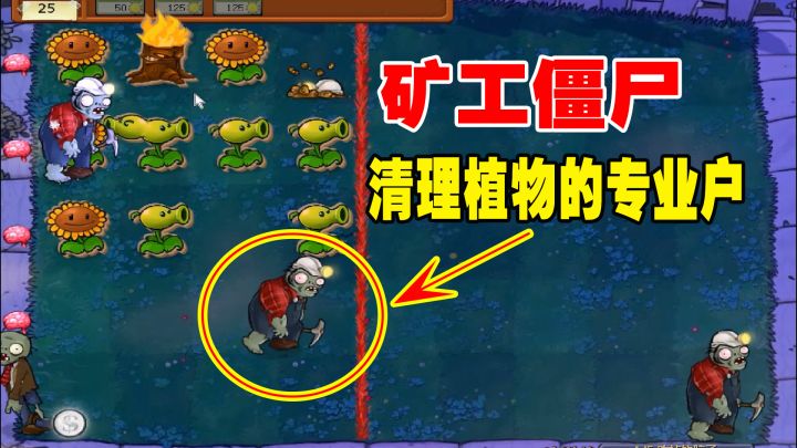 植物大战僵尸:用矿工僵尸清理植物,先想好策略后布阵,才能通关截图