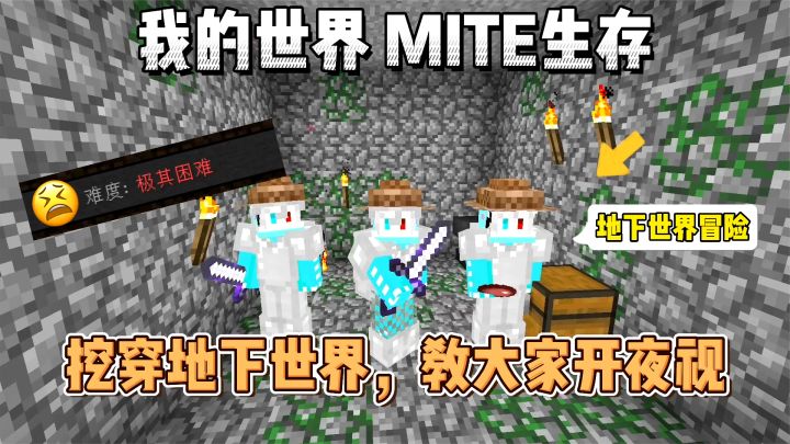 我的世界贝爷生存:前往地下世界,教大家开夜视!截图