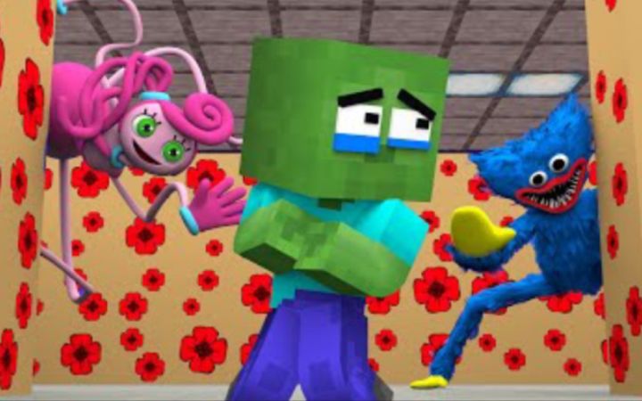 怪物学院动画:宝宝僵尸里面有暗房 Baby Zombie in the backrooms联动Poppy playtime 我的世界动画截图