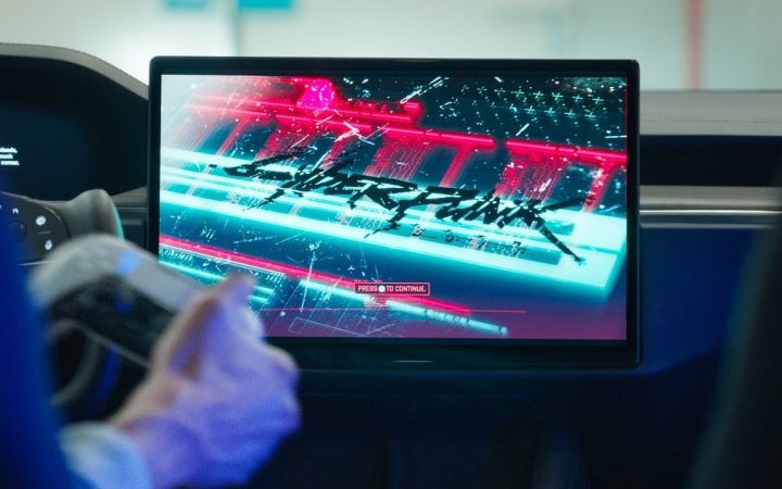 【4K】特斯拉中玩《赛博朋克2077》 Steam登录特斯拉截图