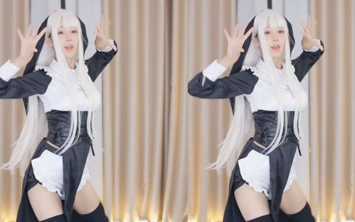 【鱼子酱】《Thumbs Up》修女套装 直播跳舞录屏截图