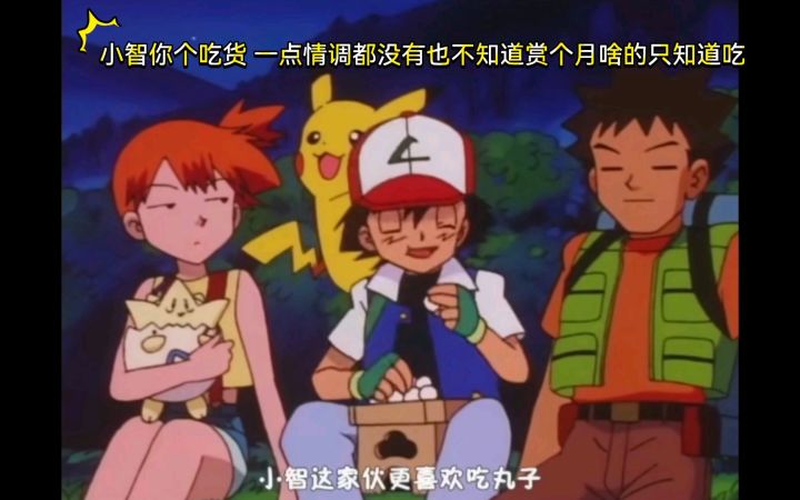 精灵宝可梦 小智你个吃货 一点情调都没有也不知道赏个月啥的只知道吃截图