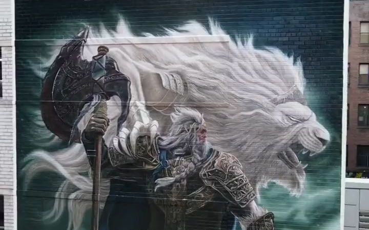 《艾尔登法环》纽约街头巨幅宣传壁画 钢铁森林中的初王【游民星空】截图