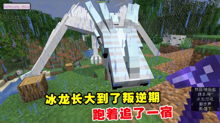 我的世界冰火传说49：冰龙长大到了叛逆期，老帅跑着追了一宿截图