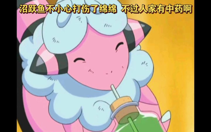 精灵宝可梦 沼跃鱼不小心打伤了绵绵 不过人家有中药啊截图