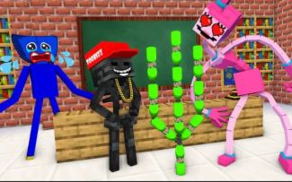 怪物学院1608集丨Huggy wuggy 和长腿妈咪翻水瓶挑战Challenge丨我的世界动画