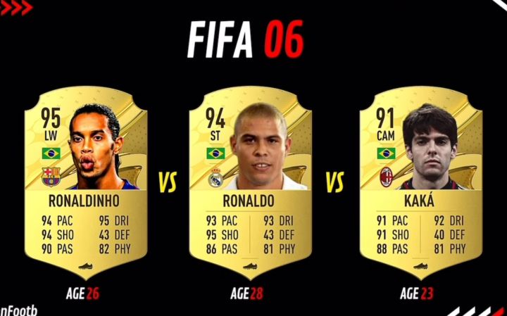 巴西三位金球先生的fifa能力值进化史(大罗~小罗~卡卡)截图