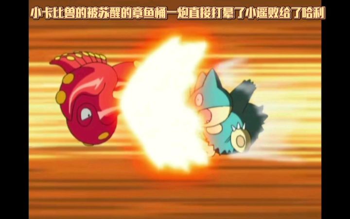精灵宝可梦 小卡比兽的被苏醒的章鱼桶一炮直接打晕了小遥败给了哈利截图