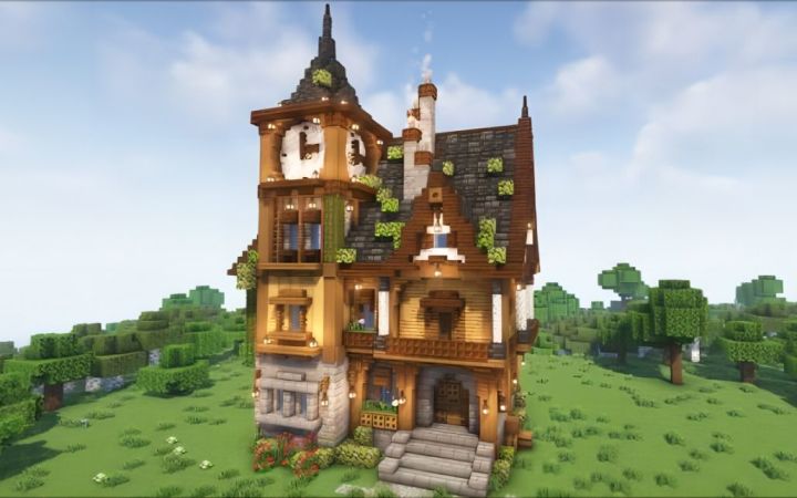 【Minecraft】复古风钟塔别墅截图